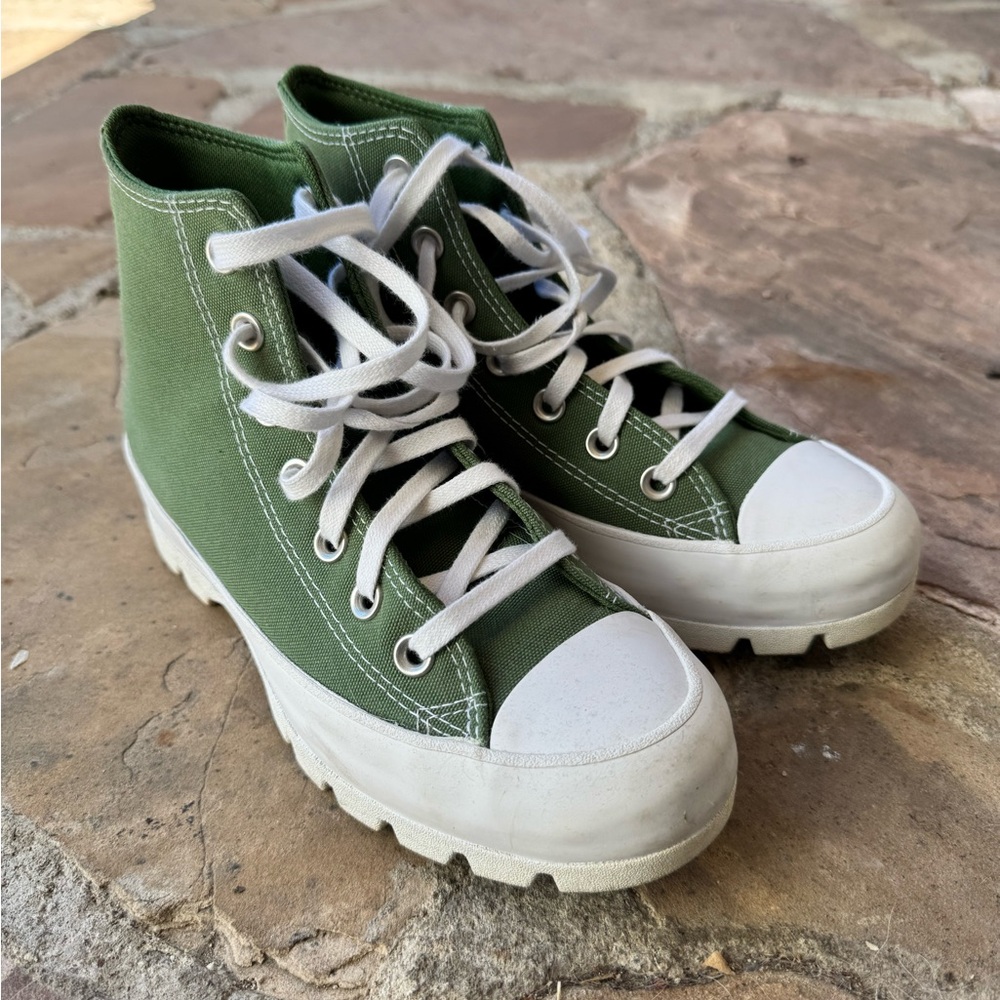 Green High-Top Sneakers with White Accents